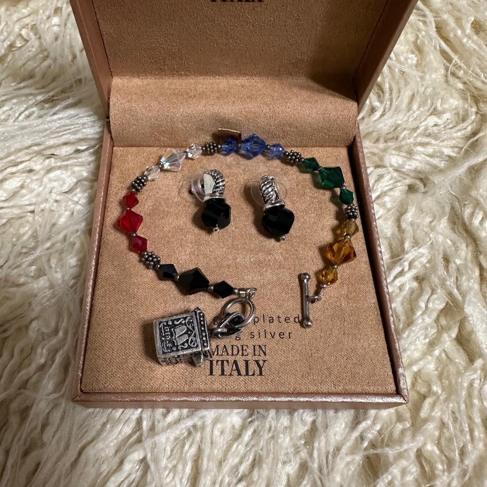 Bracelet & Pair Bono earrings. Multicolor crystal.